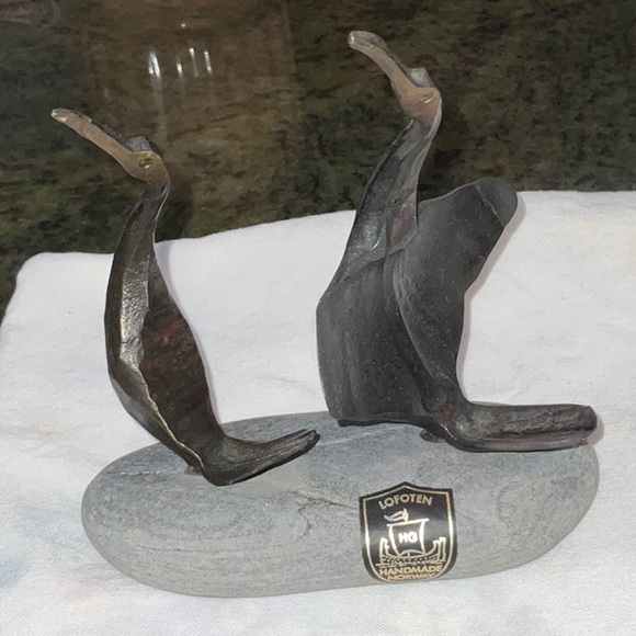 Lofoten HG Norway Smid 1995 Handmade Metal and Stone Bird Sculpture Norwegian - Picture 4 of 16